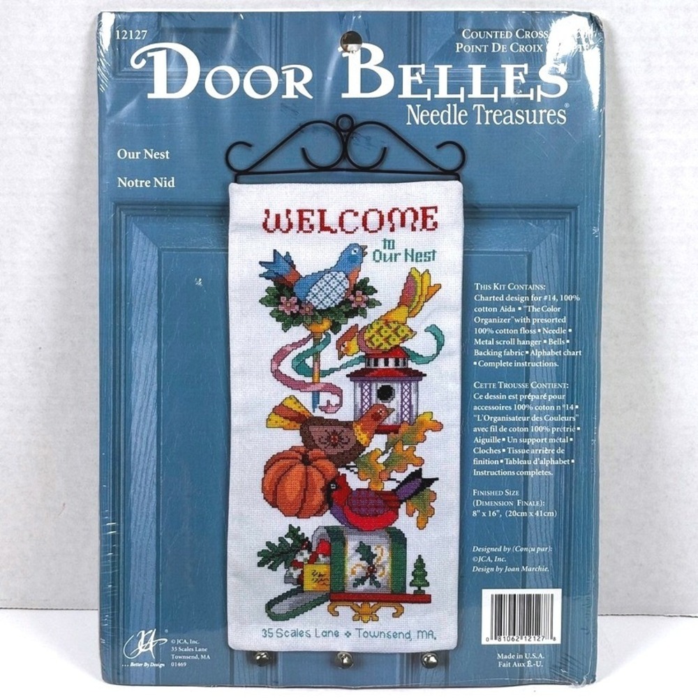 Vtg 90s NeedleTreasures DoorBelles Our Nest 4-Seasons CrossStitch Whimsical New